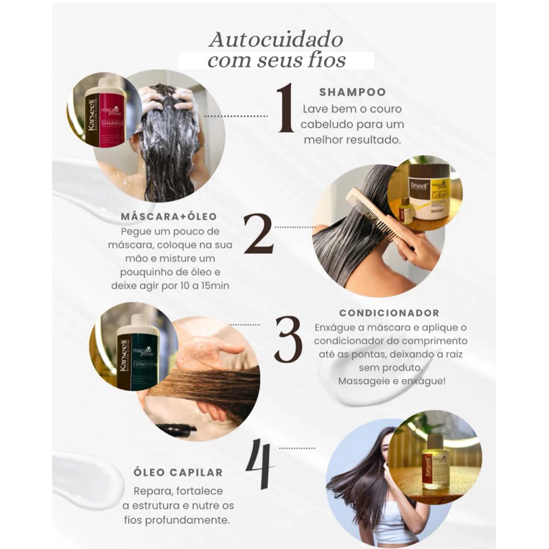 Kit Karseell Shampoo 1L + Condicionador 1L + Máscara 500g