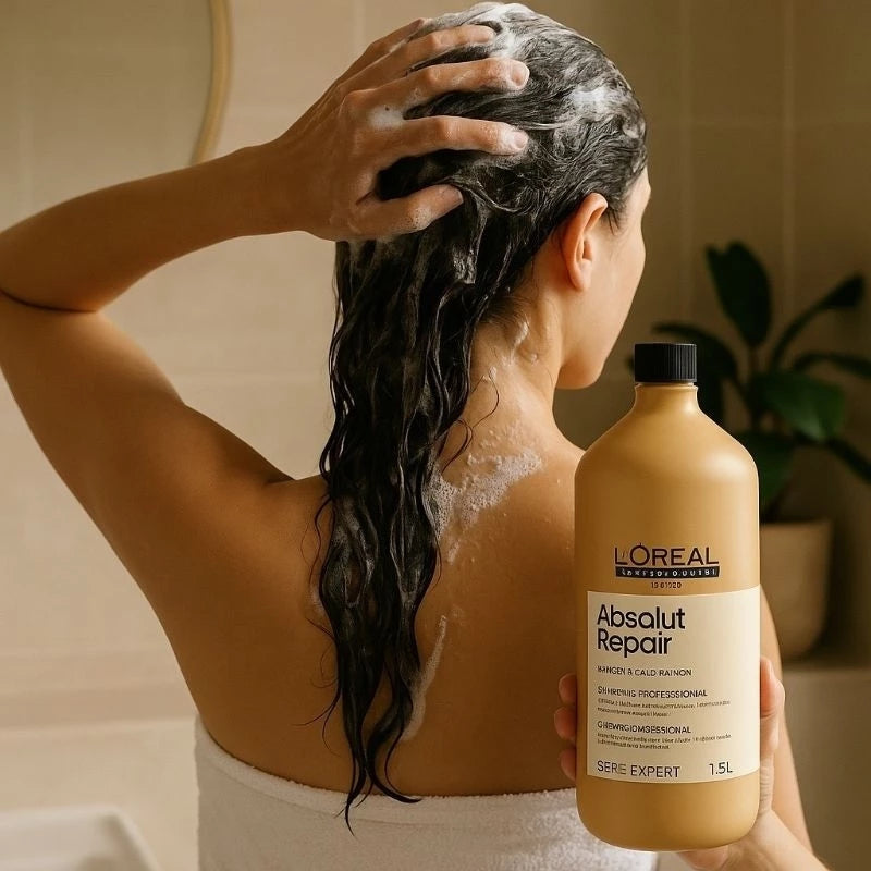 Kit L'Oreal Absolut Repair Gold Quinoa 1,5L - Shampoo, Condicionador e Máscara Profissional